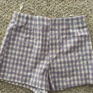 Zara Purple Plaid High Waist Shorts